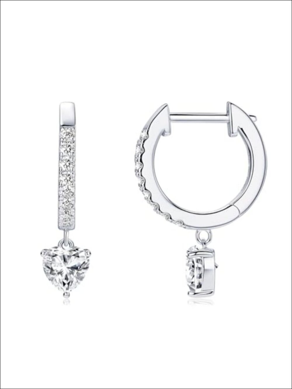 14K Gold over S925 Sterling Silver Heart Diamond Hoop Earrings 1.24cttw Lab